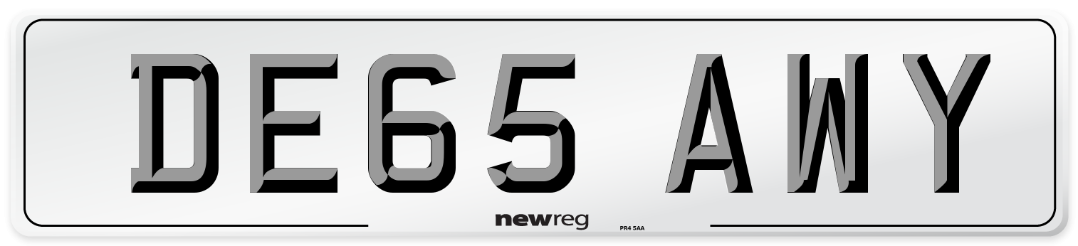 DE65 AWY Number Plate from New Reg